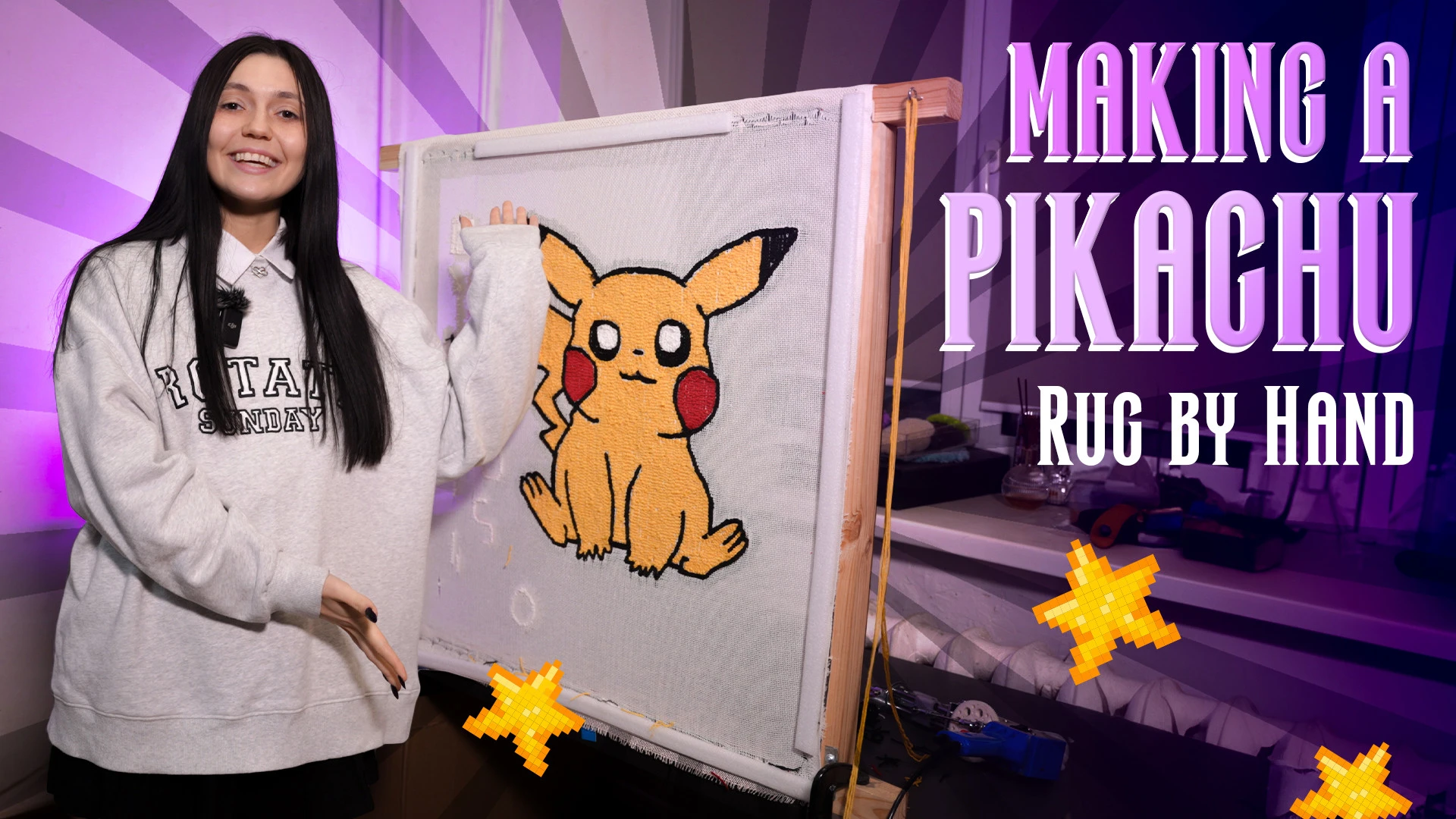 Making a Pikachu Rug by Hand!